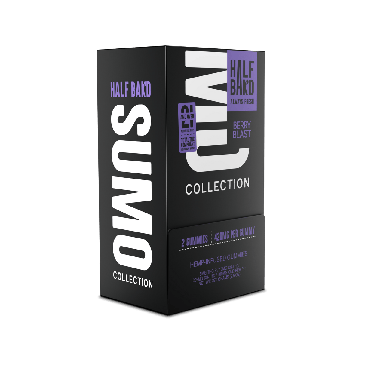 Half Bak'd Sumo Single 2ct 420mg Gummies 30pk Box THC-P, Delta 9