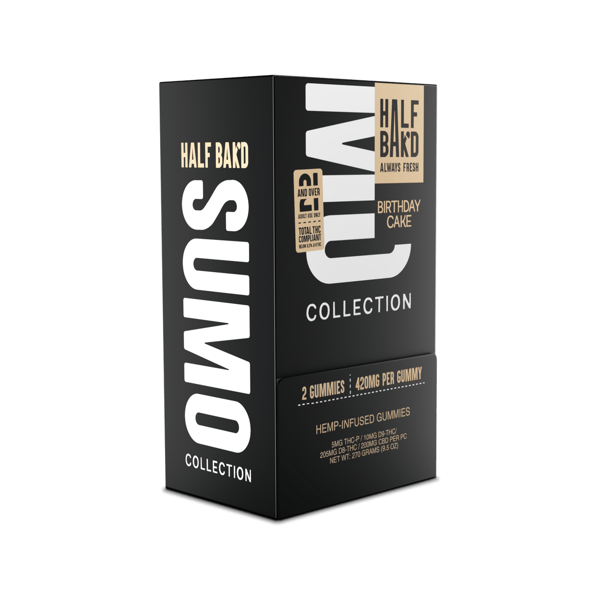Half Bak'd Sumo Single 2ct 420mg Gummies 30pk Box THC-P, Delta 9