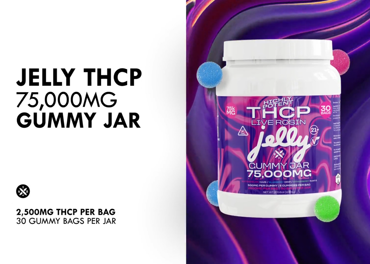 Jelly 2,500mg 5pack THC-P Assorted Flavor Gummies 30ct Display