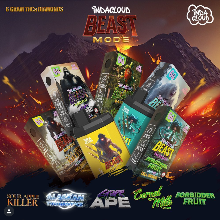 Indacloud Beast Mode 6g THCA Diamonds Disposable 5ct Display