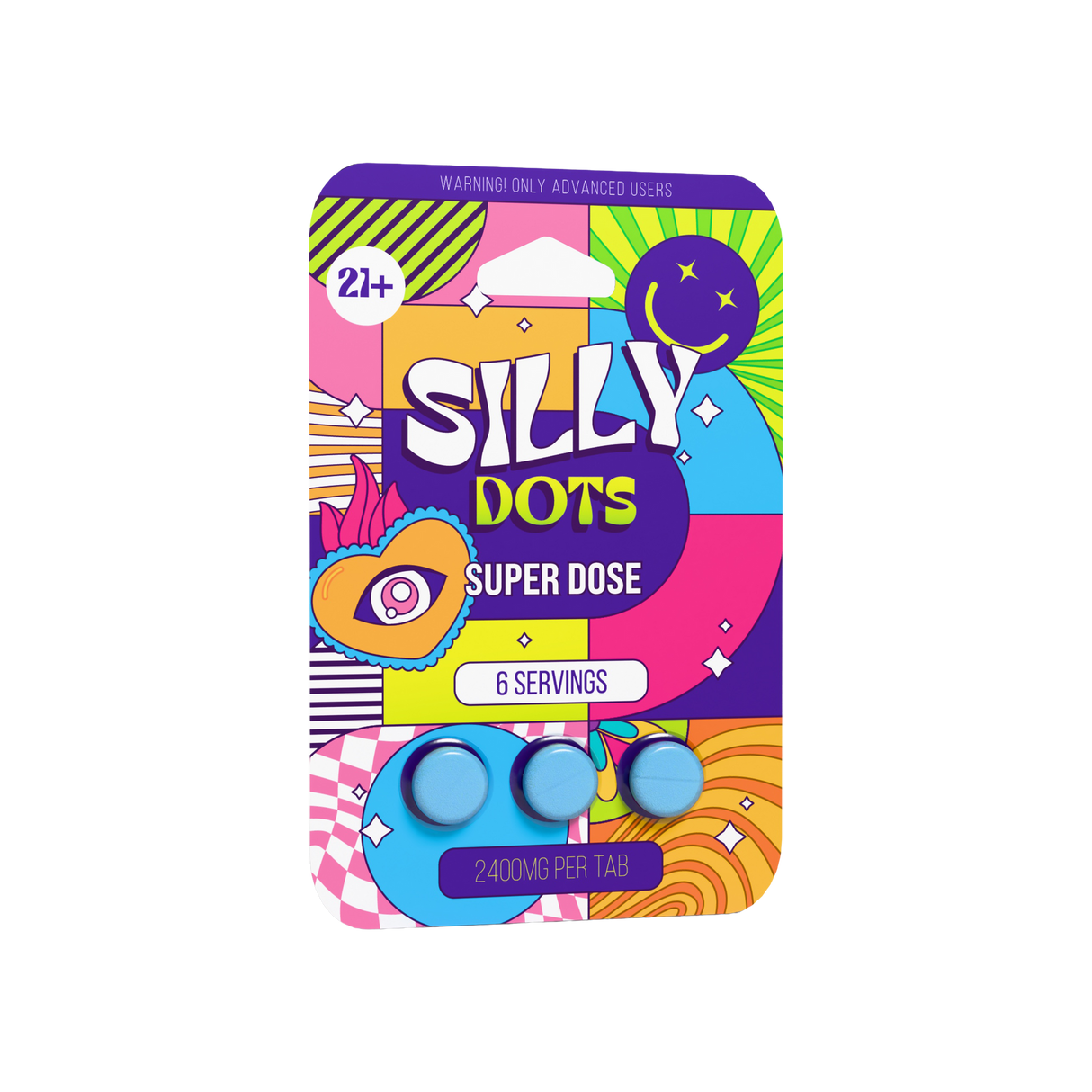 Purple Silly Dots 3 pack 2,400mg Super Dose Dose Mushroom Tablets 10ct Display