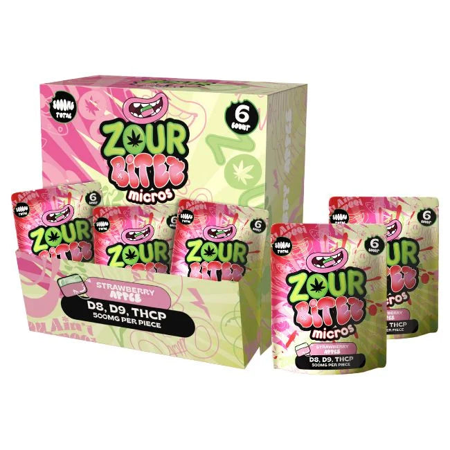 Zour Bites Micros 3000mg D9 + THCP Gummies 30ct Display