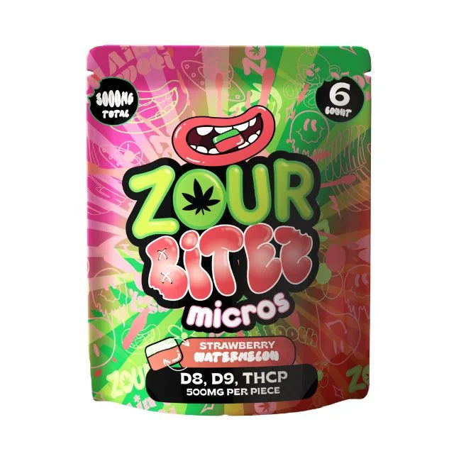 Zour Bites Micros 3000mg D9 + THCP Gummies 30ct Display