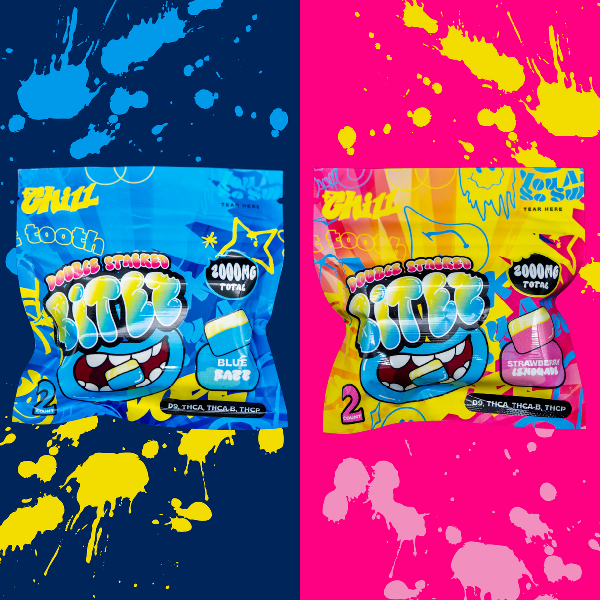 Double-Stacked BITEZ 2000mg THCA + Delta-9 + THCP Gummies 60ct Display