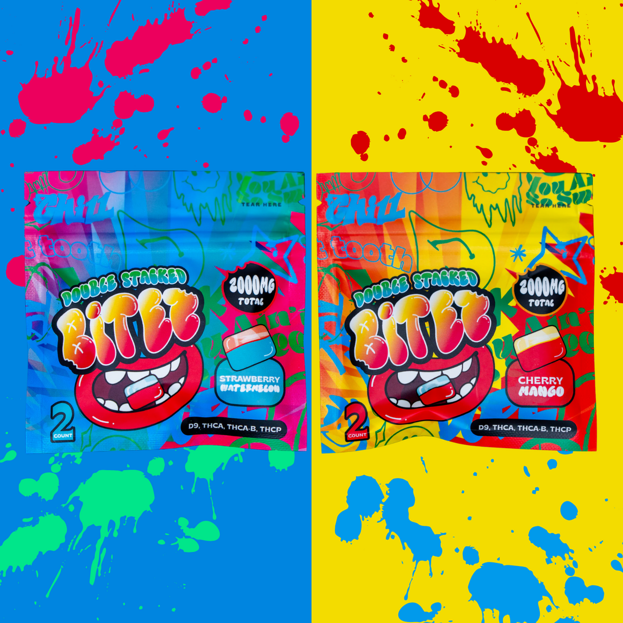 Double-Stacked BITEZ 2000mg THCA + Delta-9 + THCP Gummies 60ct Display