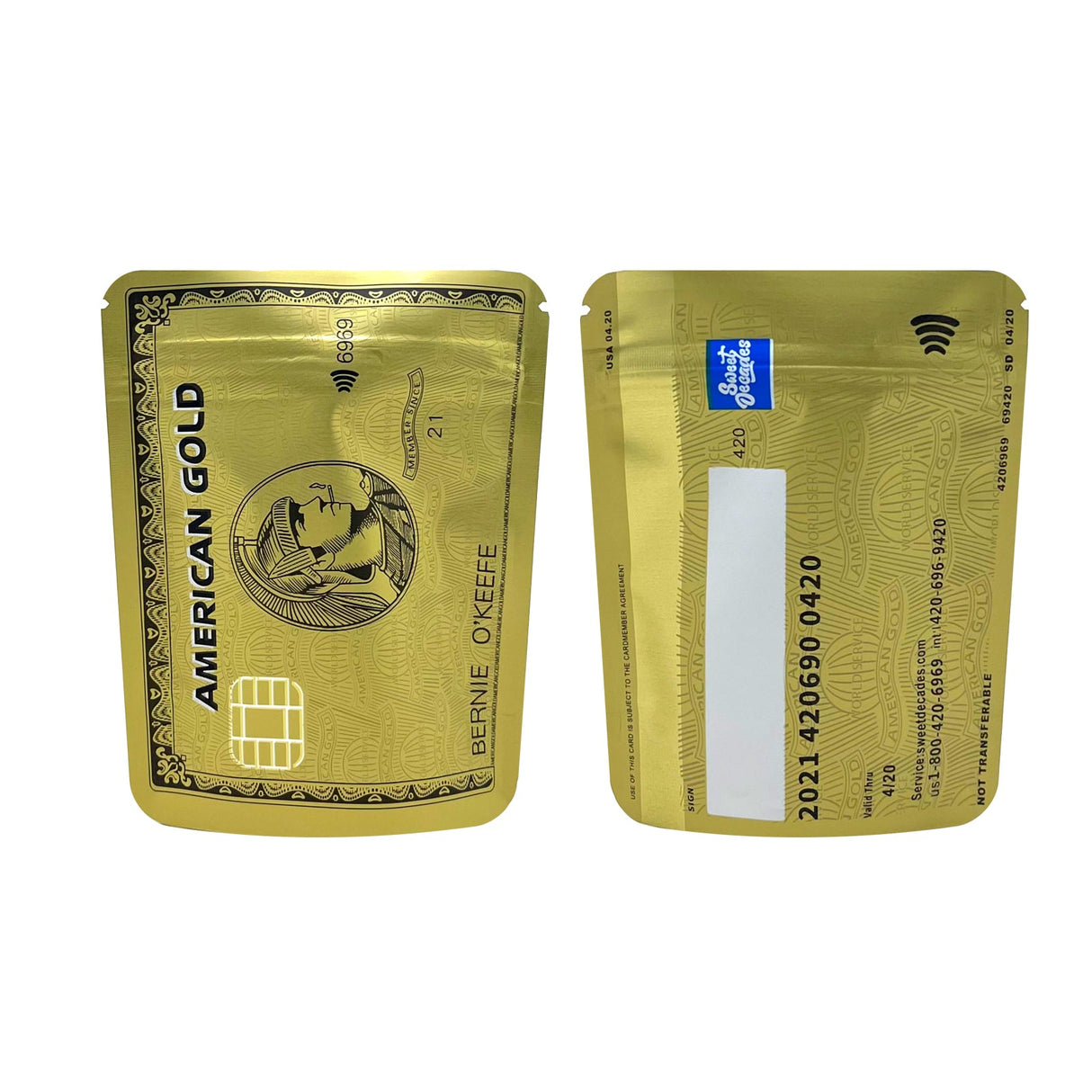 Smell Proof Mylar Bag 3.5g Gold Amex 100ct