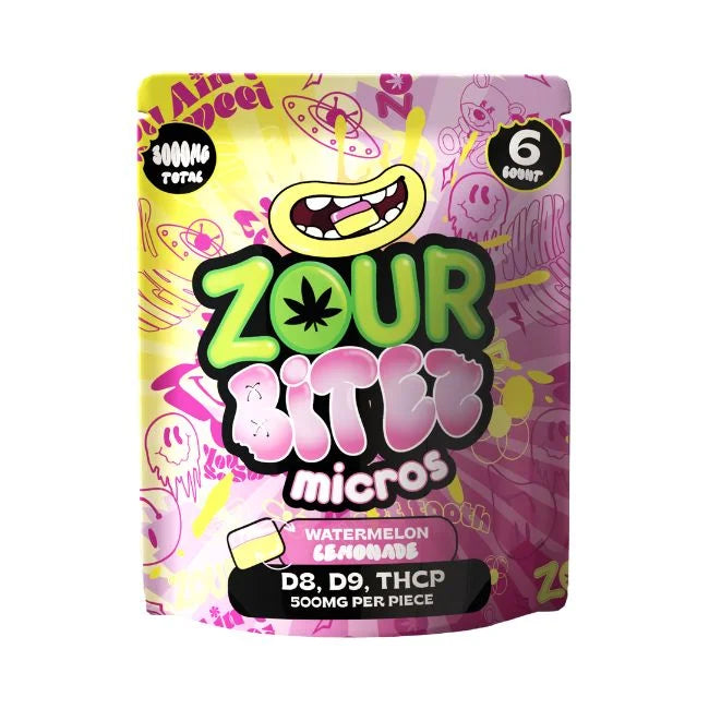Zour Bites Micros 3000mg D9 + THCP Gummies 30ct Display