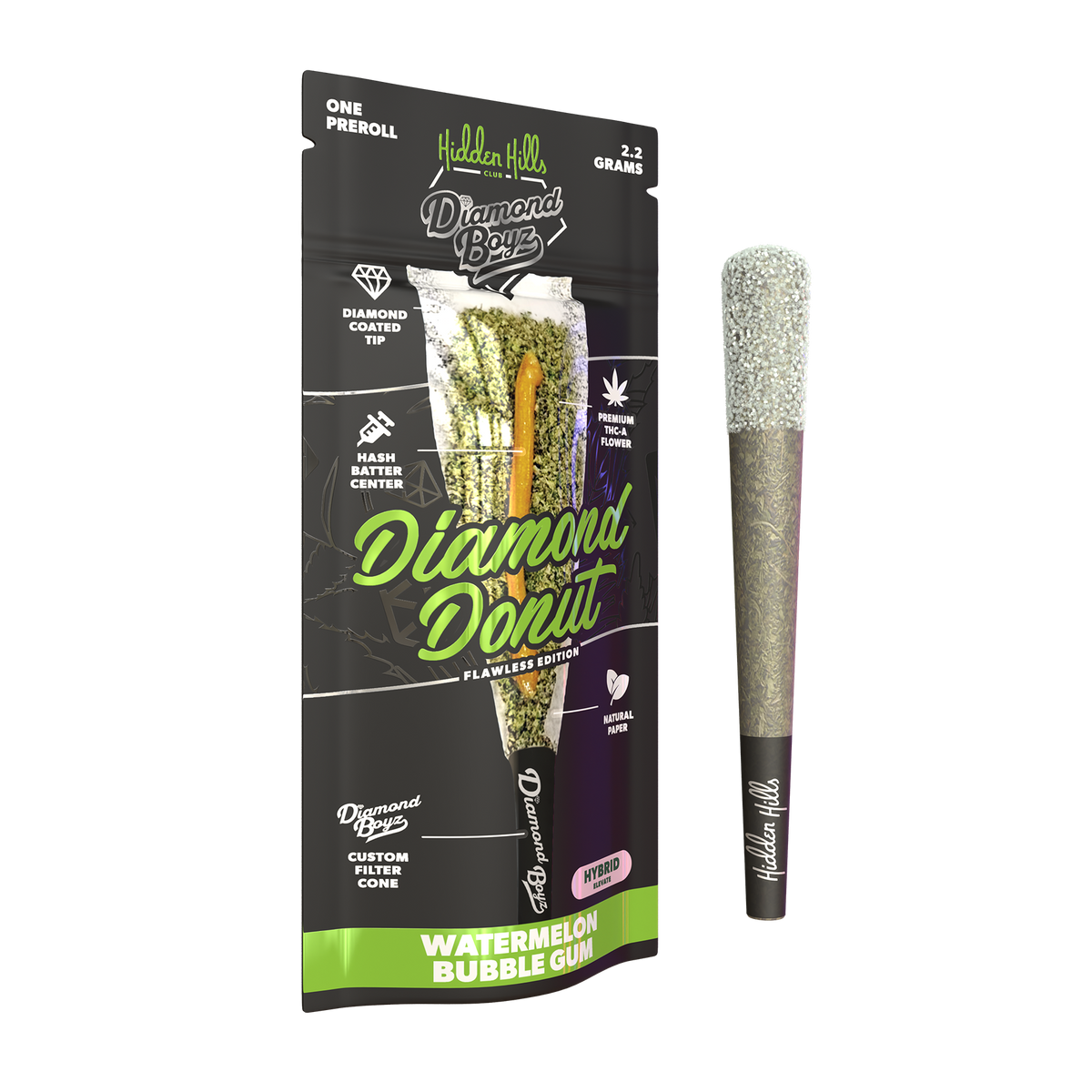 Hidden Hills Diamond Boyz Diamond Donut THC-A Pre Roll 2.2g 10ct Display