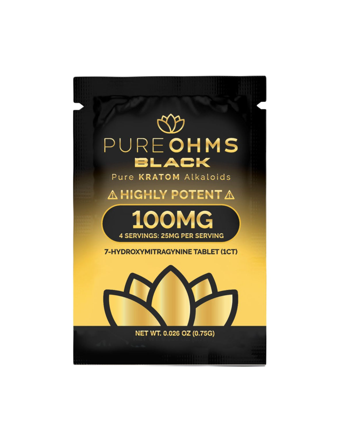PureOhms Black 100mg Single 7-Hydroxy Tablets 20ct Display
