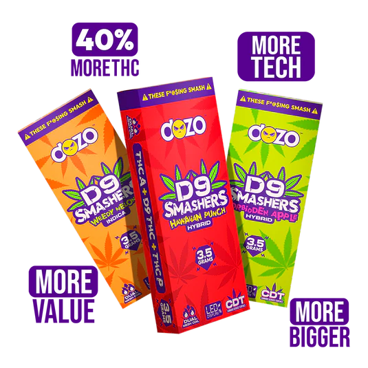 DOZO D9 Smashers 3.5g THC-A + Delta-9 THC + THC-P Disposable 5ct Box