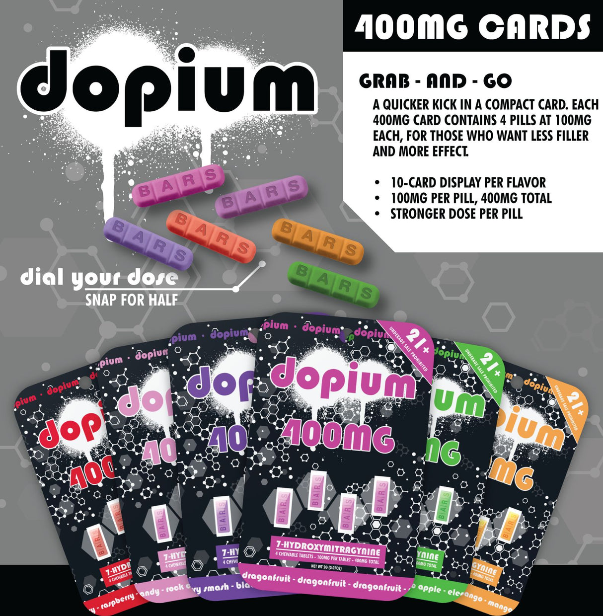 Dopium 400mg 4 pack Extra Strength 7-Hydroxy Tablets 10ct Display