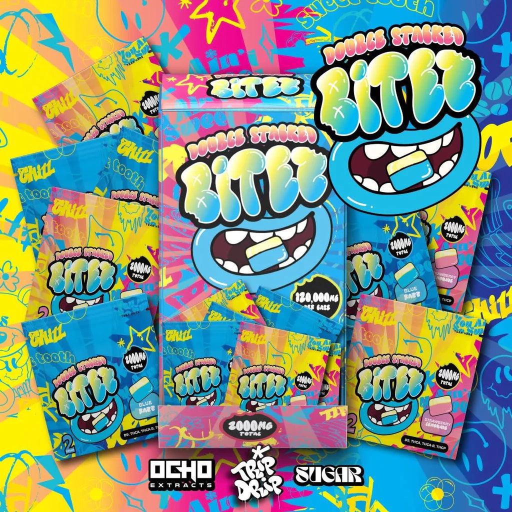 Double-Stacked BITEZ 2000mg THCA + Delta-9 + THCP Gummies 60ct Display