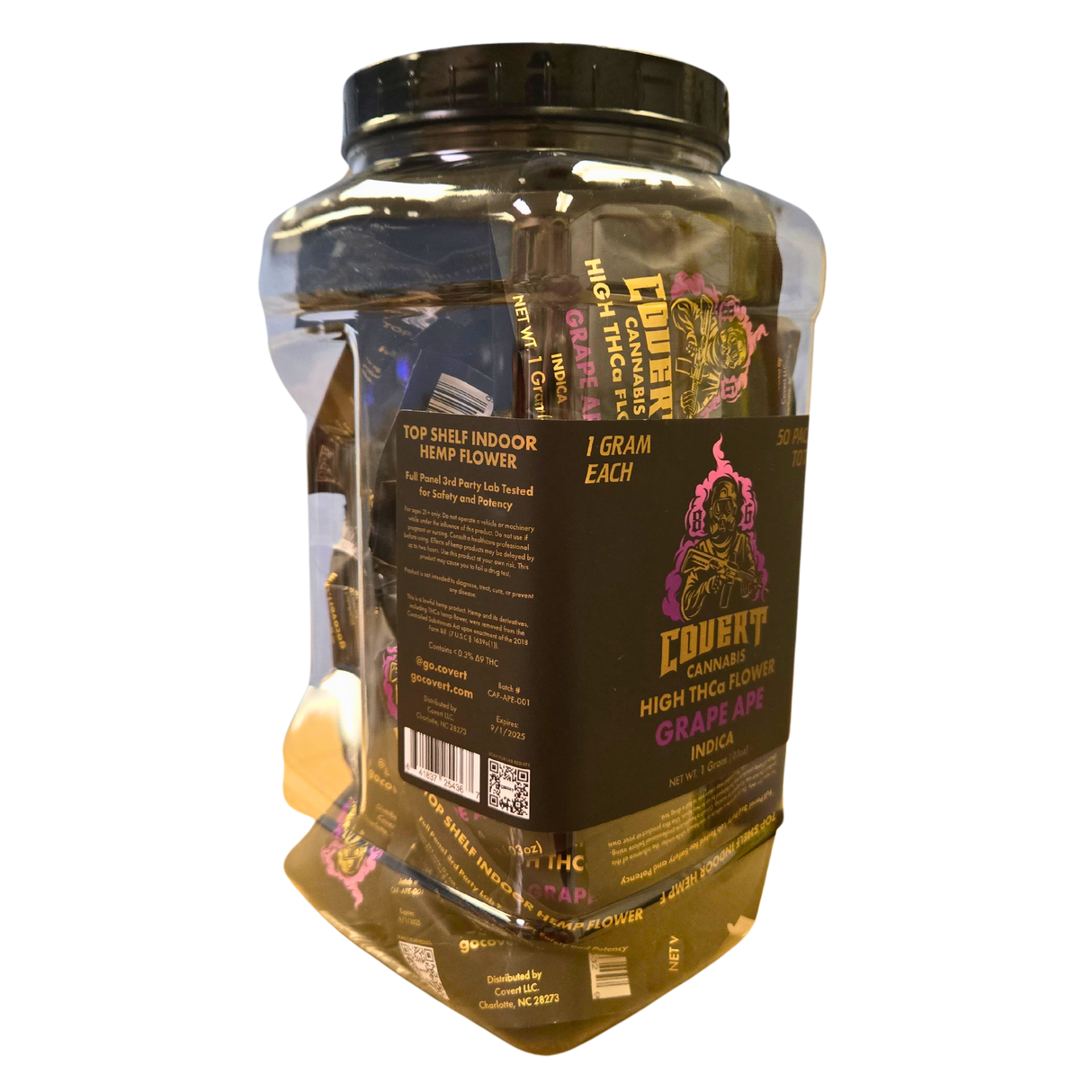 Covert High THCa Flower – 1 Gram 50ct Jar