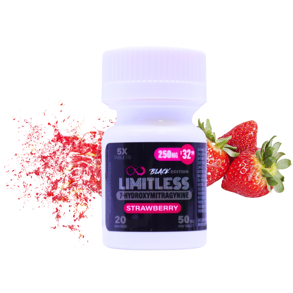 Limitless 250mg 5ct Tablets 7 Hydroxy MSRP $32.99 Single Jar