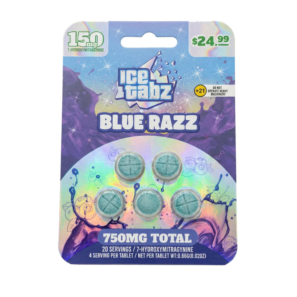 Ice Tabz 7-Hydroxy 150mg 5ct Tablets 750mg Total Pack 10ct Display MSRP $24.99