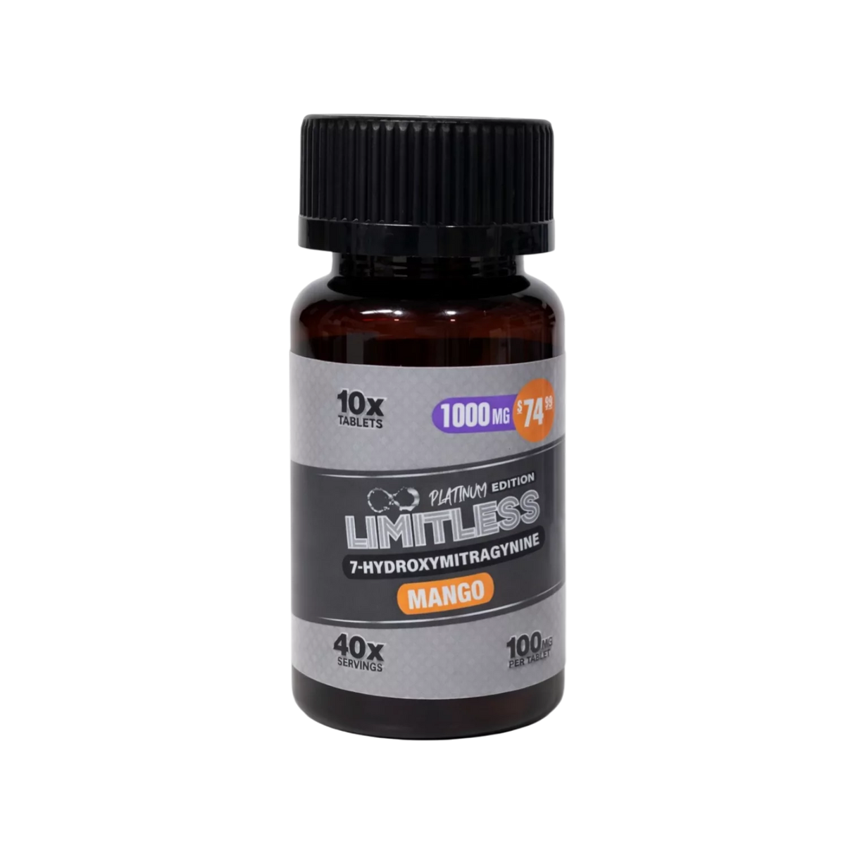 Limitless Platinum Edition 1000MG 7 Hydroxy Tablets 10ct Single Jar