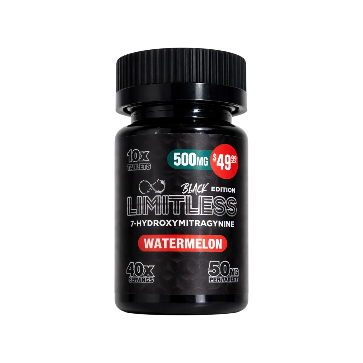 Limitless Black Edition 50MG 7 Hydroxy Tablets 10ct Single Jar