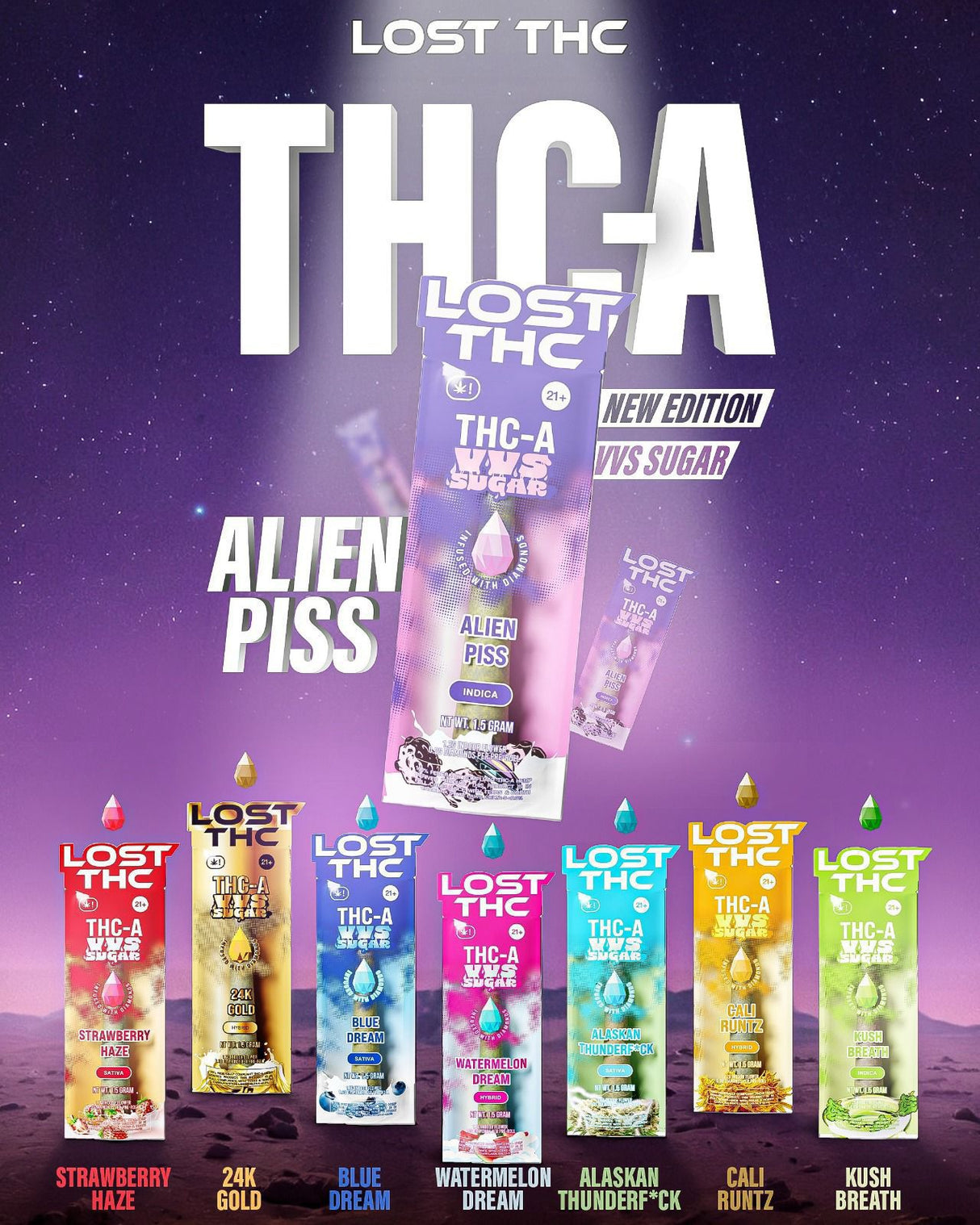 Lost THC 1.5 g VVS Sugar Diamond Pre-Rolls 30ct Display