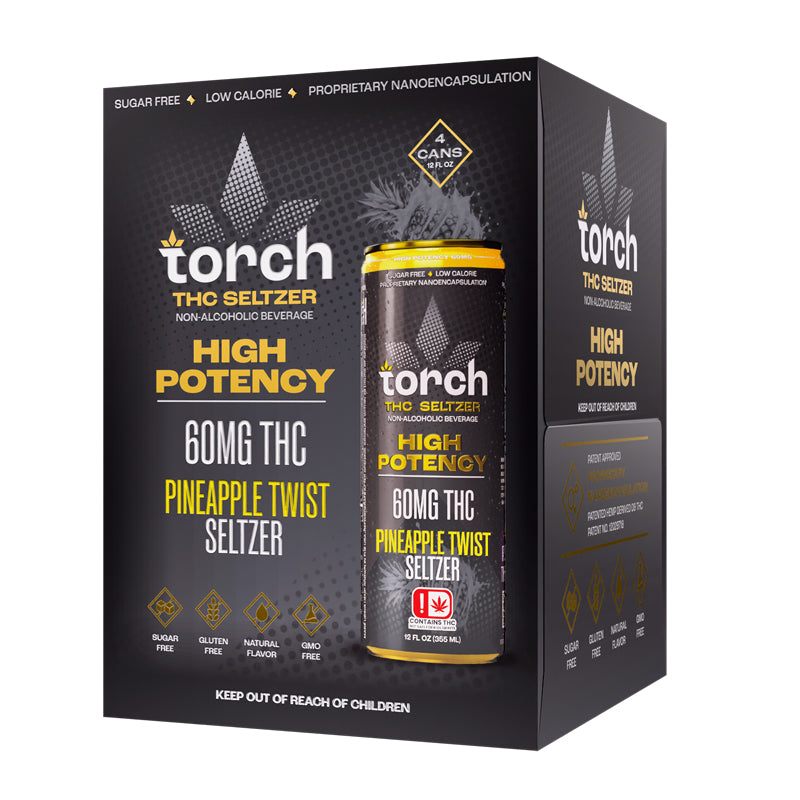 Torch High Potency 60mg D9 THC Seltzer 4ct Display