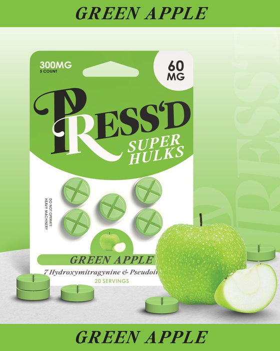 Press'd Super Hulk Blend 60mg 7 Hydroxy 5pk Tablets 10ct Display