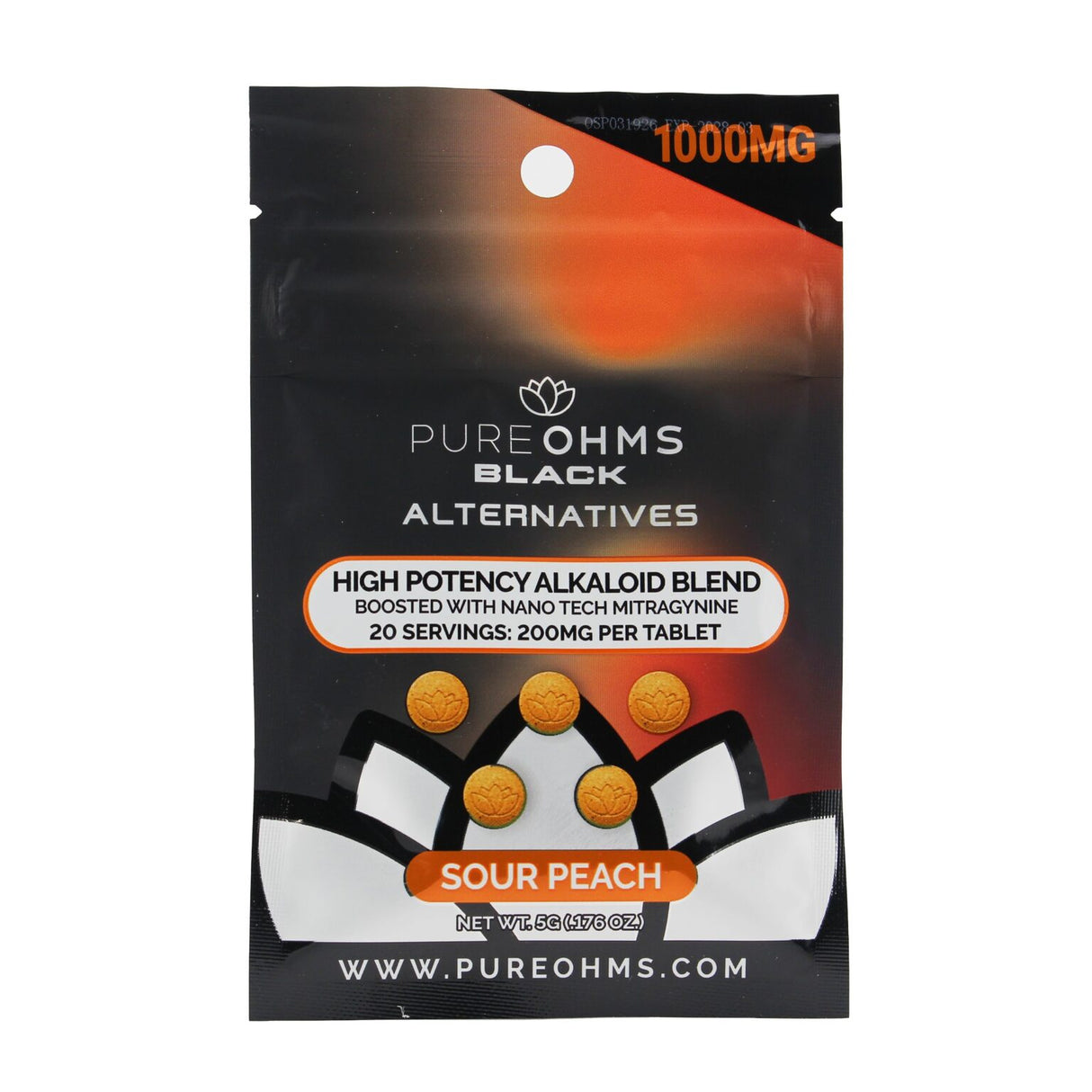 PureOhms Black Alternatives 1000MG 5 Tablets 10ct Display