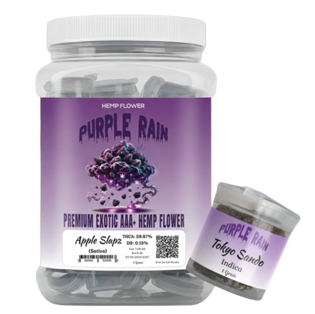 Purple Rain 1g Exotic AAA+ THC-A Flower 28ct Display