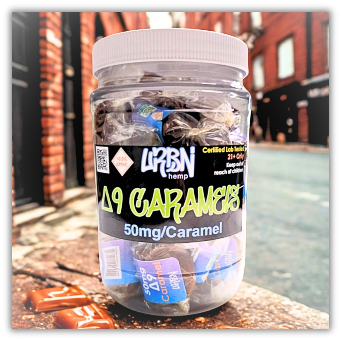 URBN Hemp 50mg D9 Caramels 25ct Display