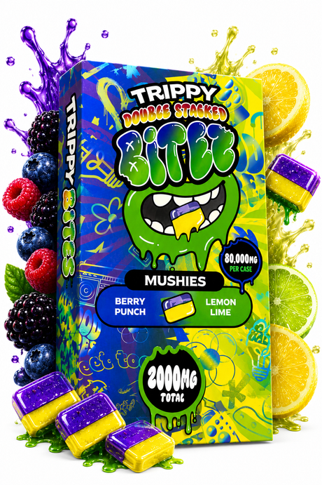 Trippy Double-Stacked BITEZ 2000mg Mushroom Gummies 40ct Display