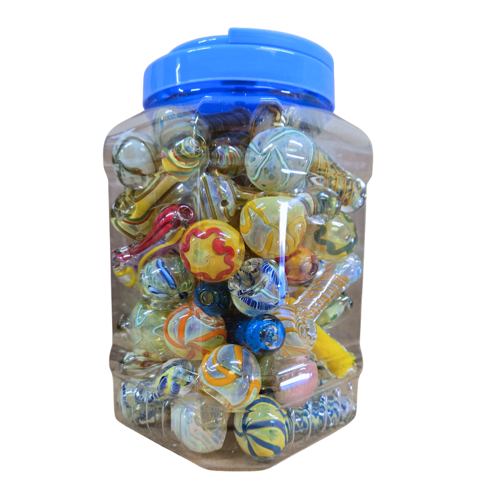 3" Handpipes Mixed Design 55ct Jar