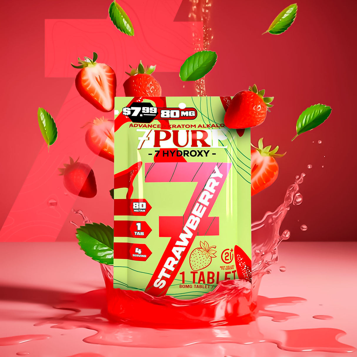 7Pure 80MG 7-Hydroxy Single Tablets 30ct Display