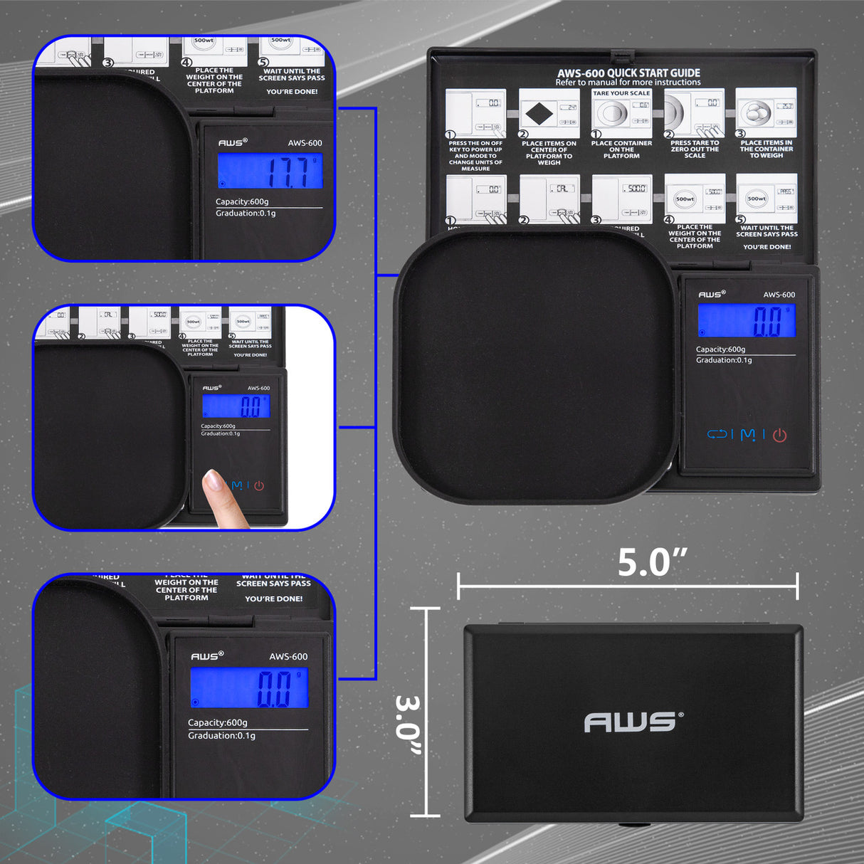 AWS 600g Digital Pocket Scale