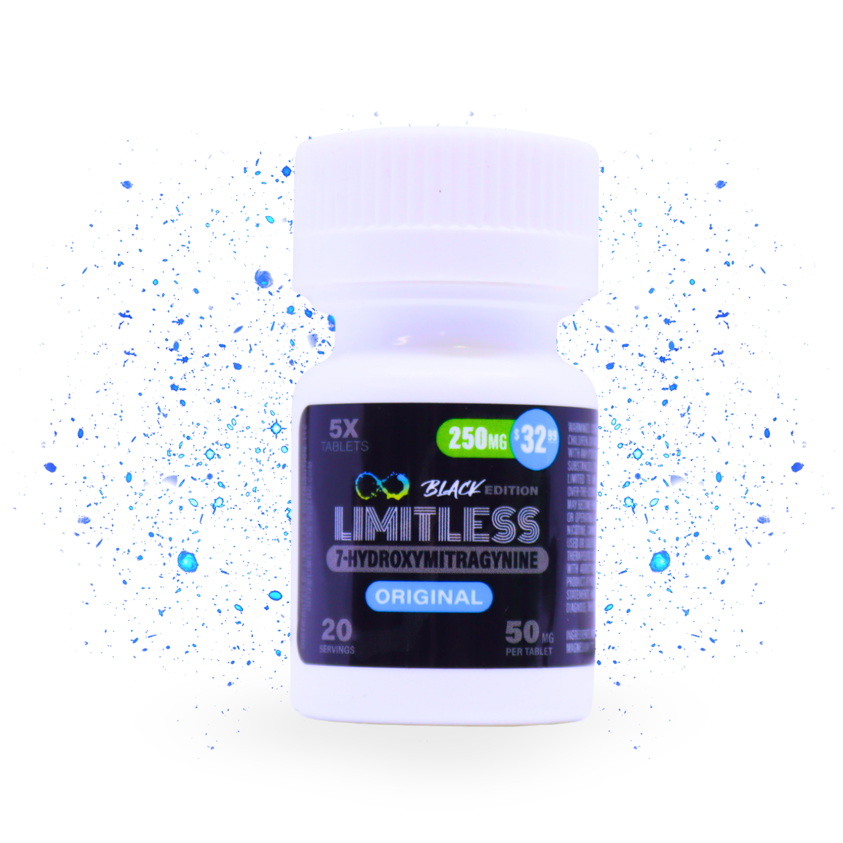 Limitless 250mg 5ct Tablets 7 Hydroxy MSRP $32.99 Single Jar