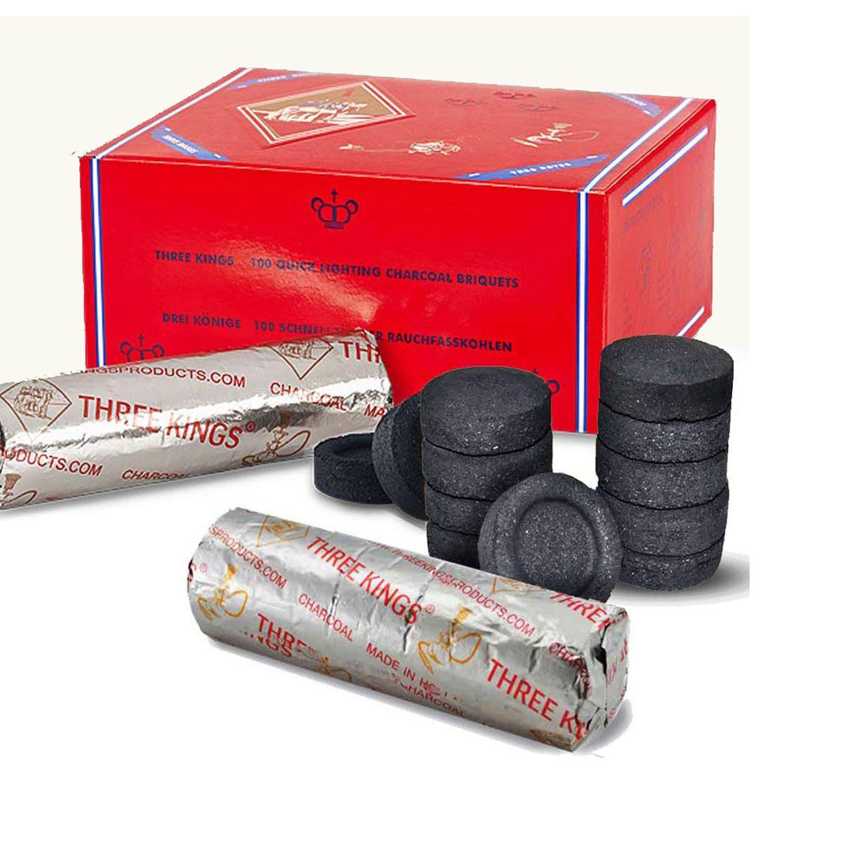 Three Kings Quick Lighting Charcoal 10ct Box Display