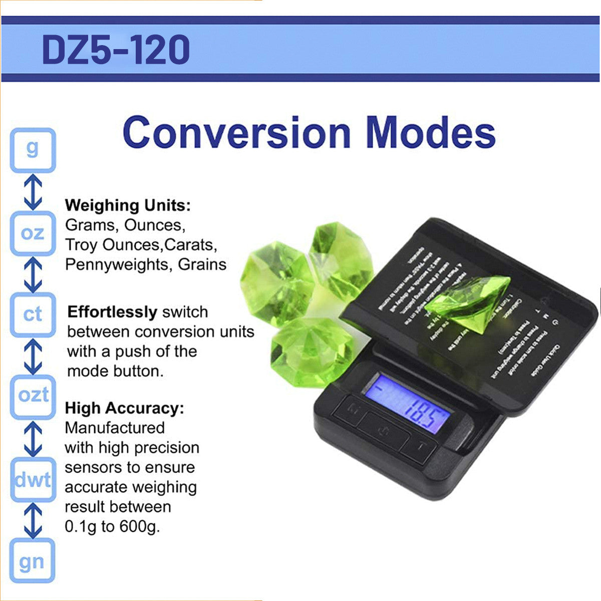 AWS DZ5120g Digital Pocket Scale 120G X 0.01G