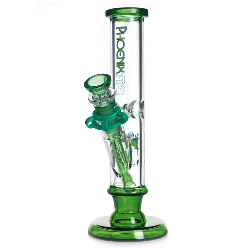 𝗣𝗛𝗫𝟳𝟮𝟯 Phoenix Star Glass Straight Tube w/ Flat Base 10in Water Pipe