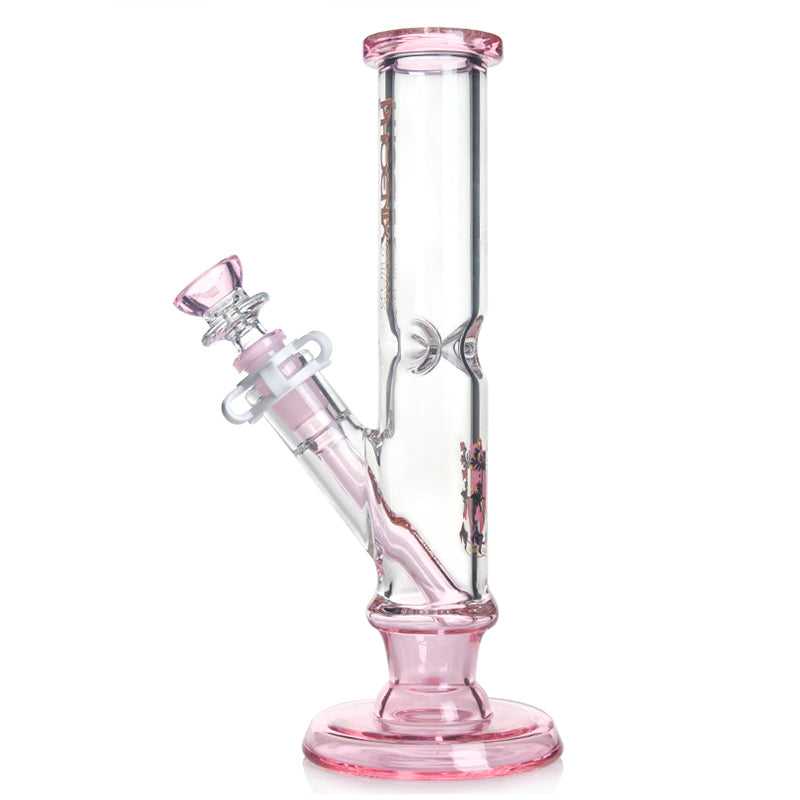 𝗣𝗛𝗫𝟳𝟮𝟯 Phoenix Star Glass Straight Tube w/ Flat Base 10in Water Pipe