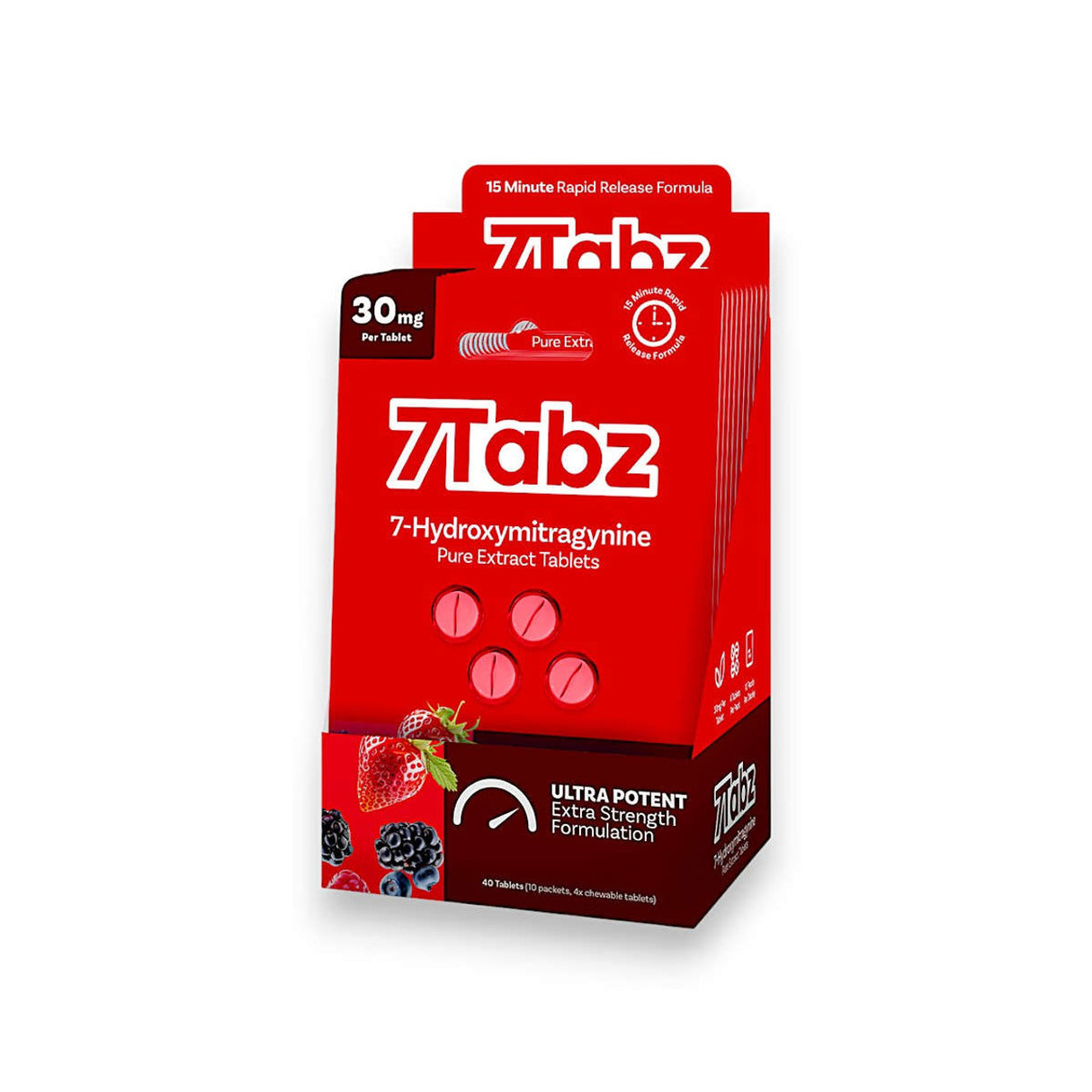 7 Tabz 30 mg 4 pack Extra Strength 7-Hydroxy Tablets 10ct Display