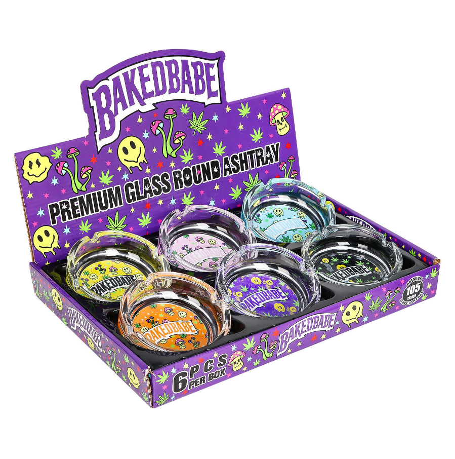 Baked Babe Round Glass Ashtray 6ct Display