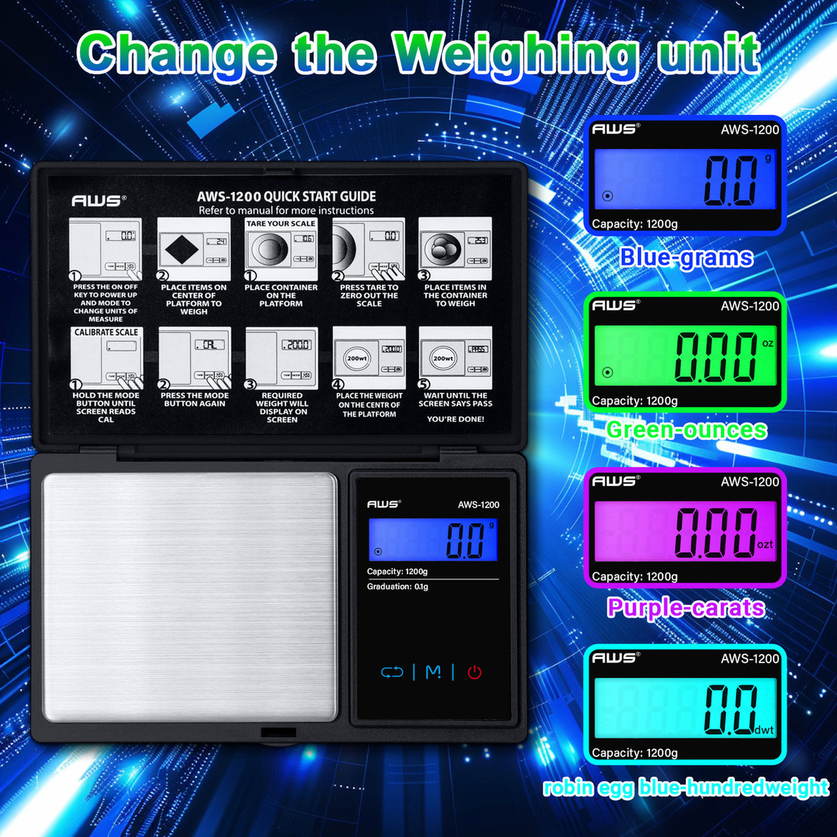 AWS 1200g Digital Pocket Scale