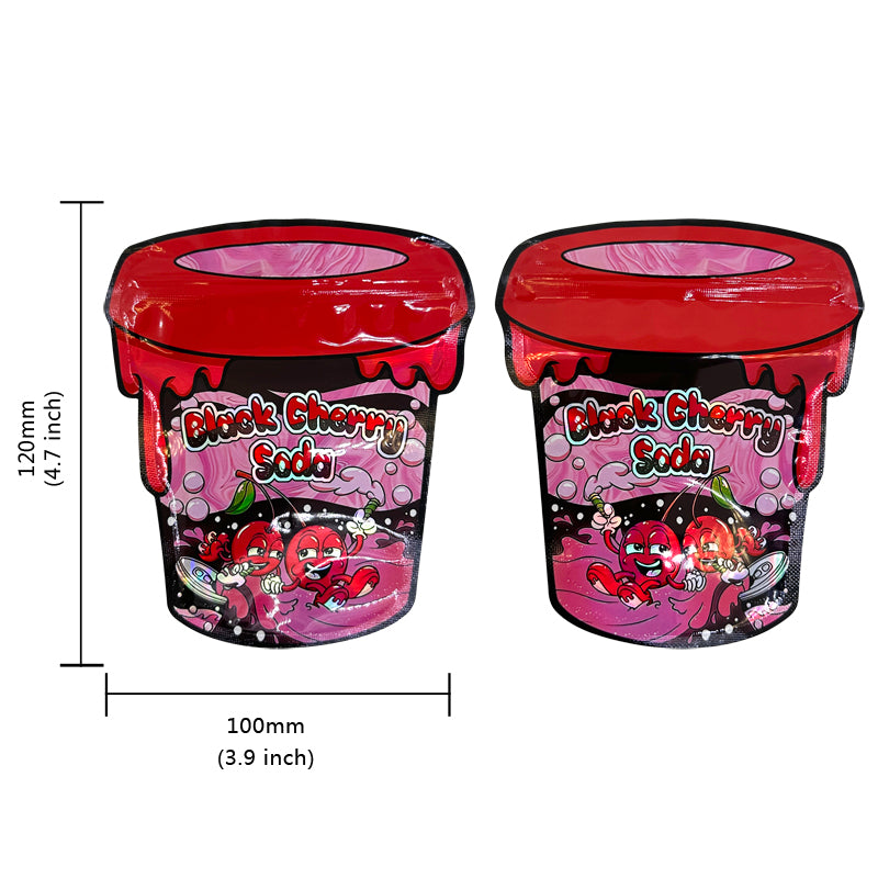 Smell Proof Die Cut Mylar Bag 3.5g Black Cherry Gelato 100ct