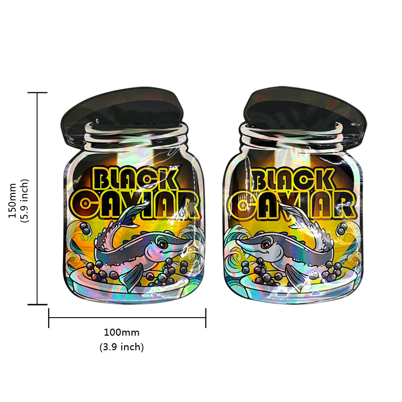 Smell Proof Die Cut Mylar Bag 3.5g Black Caviar 100ct
