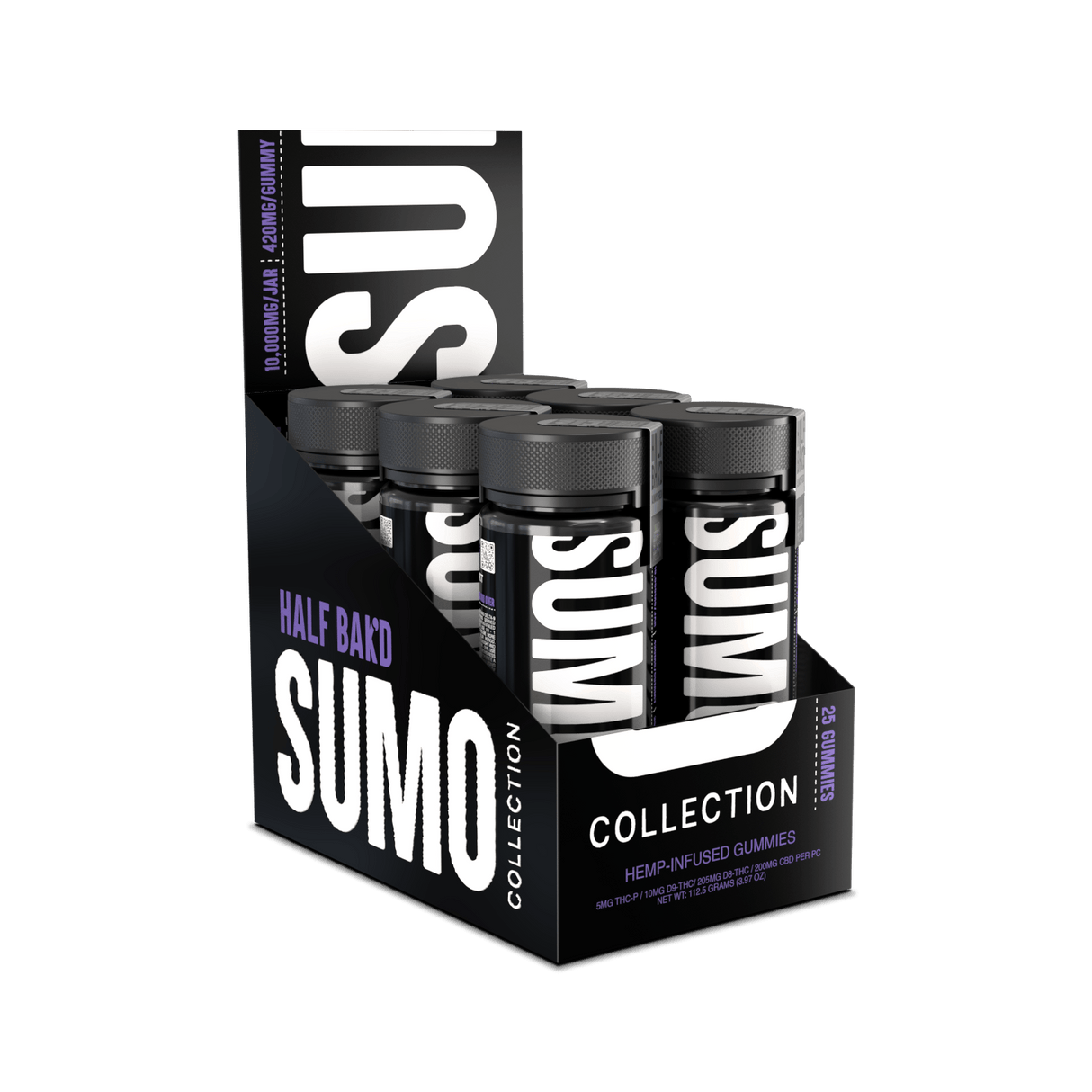 Half Bak'd Sumo 25ct 10,000mg Gummies 6pk Box THC-A, THC-P, Delta8