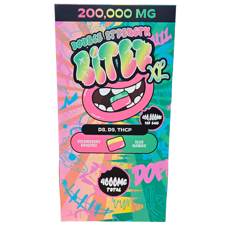 Bitez XL Double Strength D8, D9, THC-P 4000MG Single Gummies 50ct Box Display