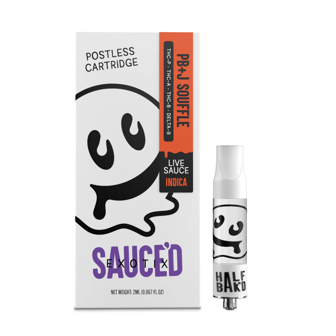 Half Bak'd 2g Sauce'd Exotic Cartridge THC-P, THC-A, THC-B, Delta-9 5ct