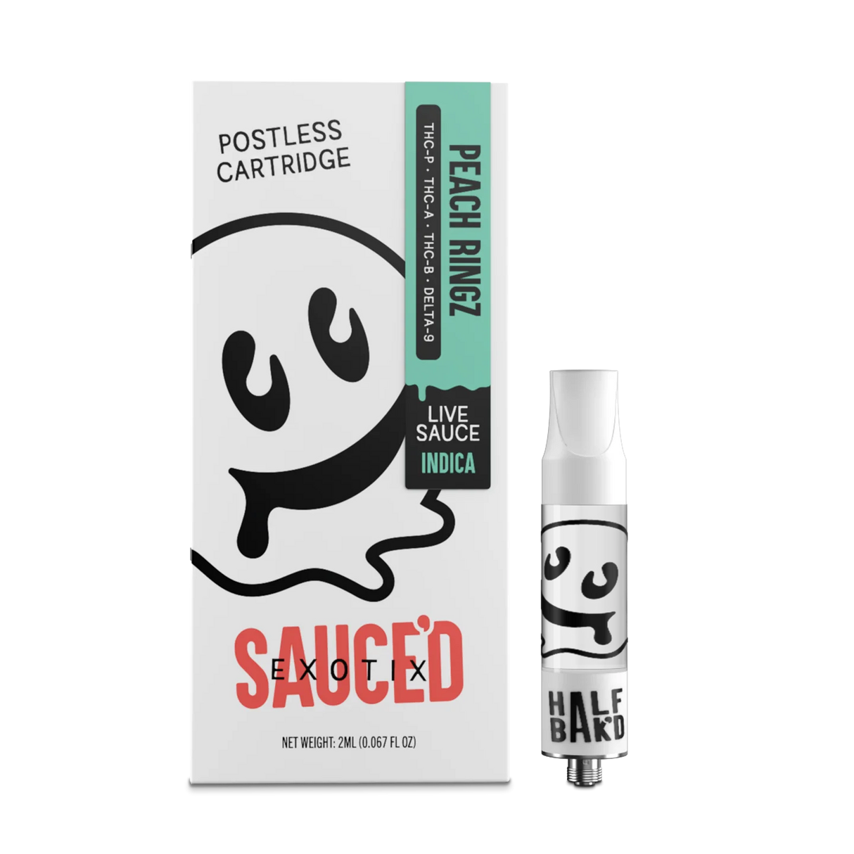 Half Bak'd 2g Sauce'd Exotic Cartridge THC-P, THC-A, THC-B, Delta-9 5ct