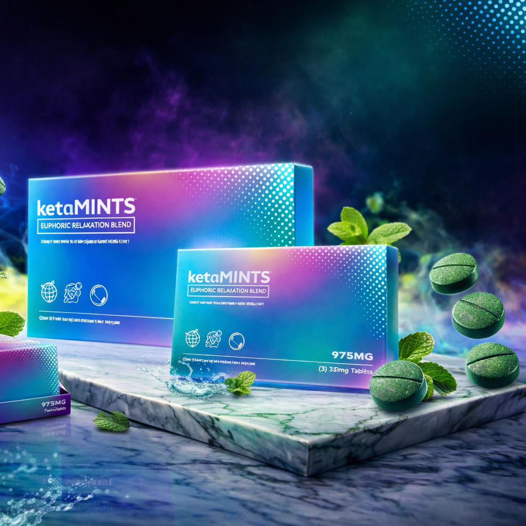 KetaMINTS 975mg 3 pack Euphoric Botanical Blend Tablets 10ct Display