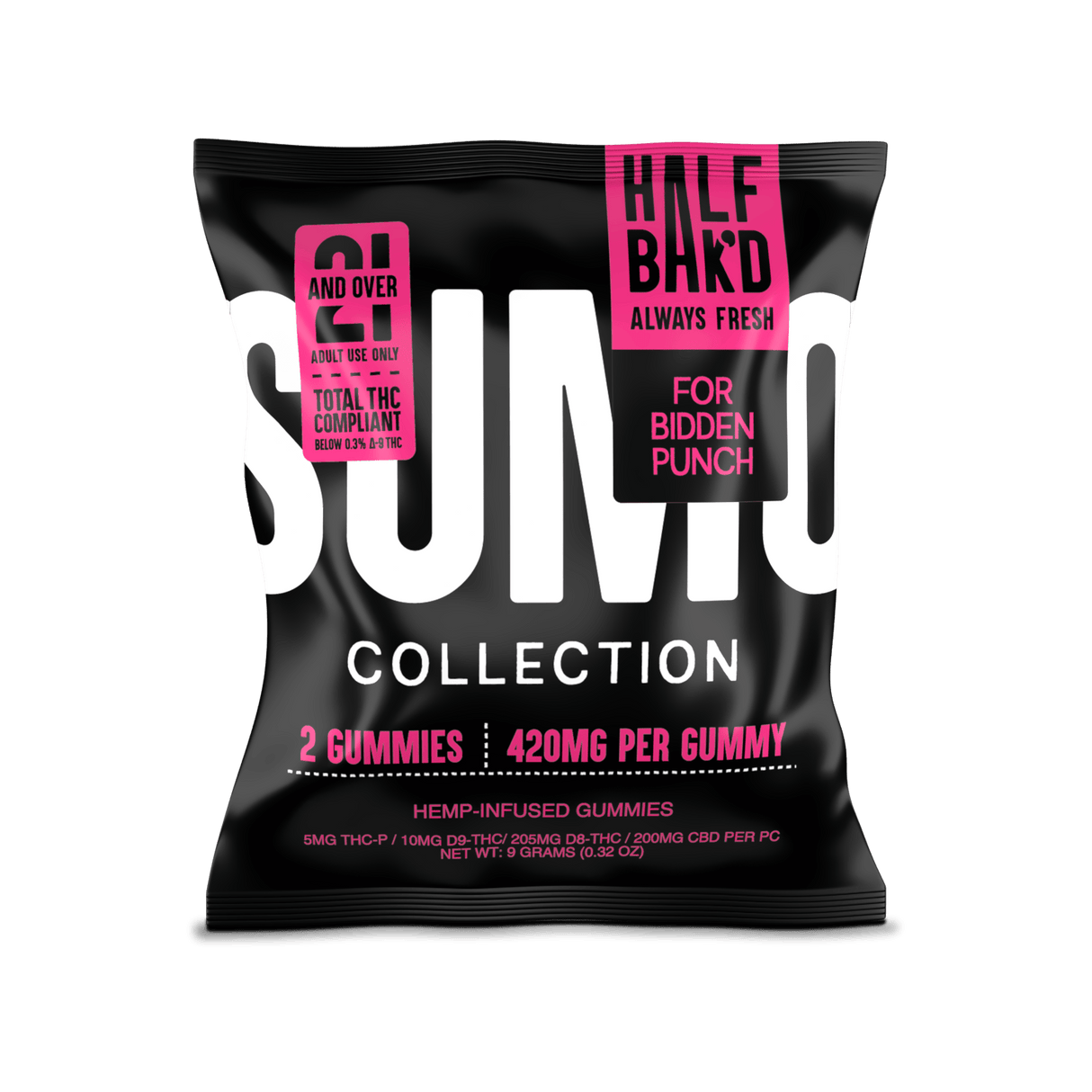 Half Bak'd Sumo Single 2ct 420mg Gummies 30pk Box THC-P, Delta 9