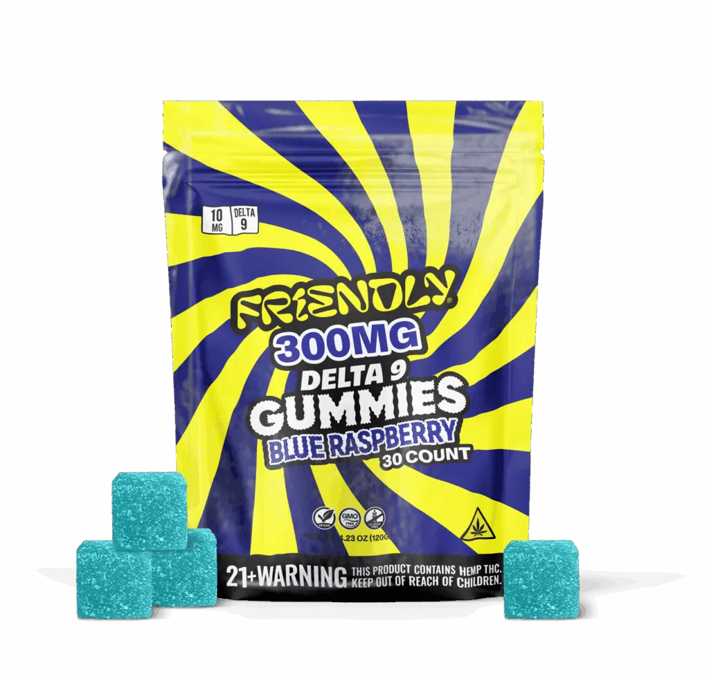 Friendly 300mg D9 Gummies 30 pack GA Compliant 5ct Display