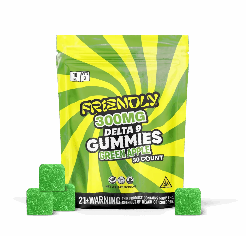 Friendly 300mg D9 Gummies 30 pack GA Compliant 5ct Display