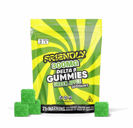 Friendly 300mg D9 Gummies 30 pack GA Compliant 5ct Display
